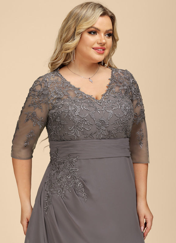 Robe Cérémonie Gris Souris Dentelle Élégante - gallery 9