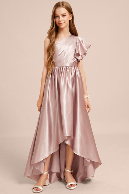 Robe Cérémonie Satin Rose Élégante - gallery 1