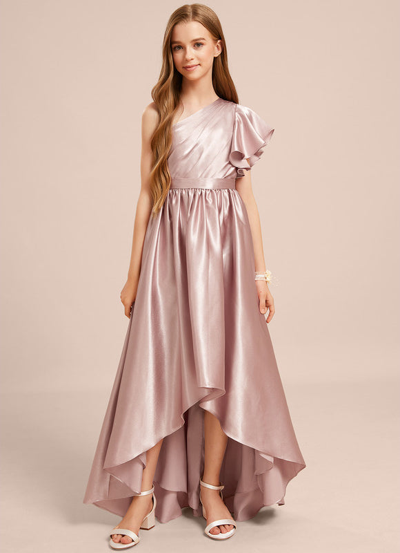 Robe Cérémonie Satin Rose Élégante - gallery 1