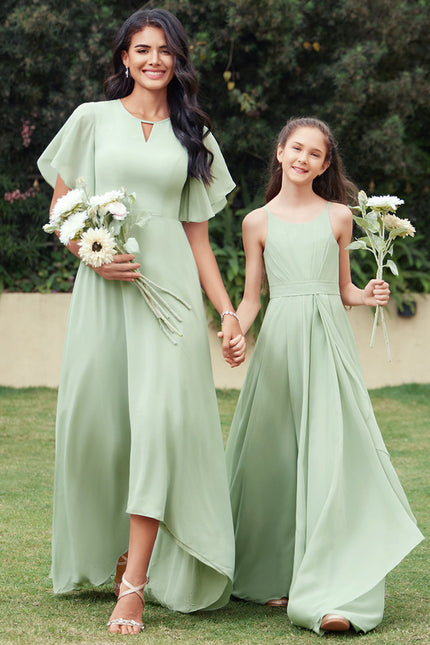 Robe Cérémonie Vert Doux Asymétrique