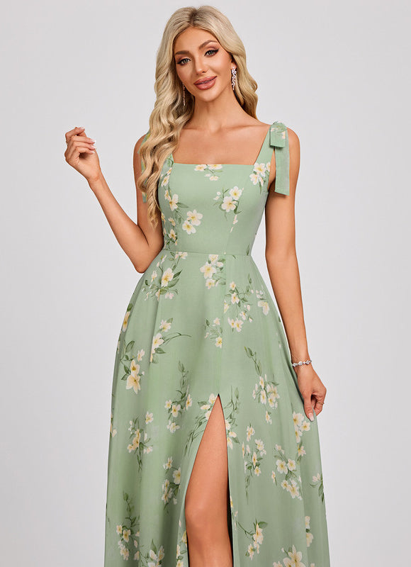 Robe Cérémonie Mousseline Verte - gallery 4