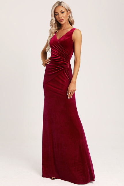 Robe Cérémonie Rouge Velours Chic - gallery 1