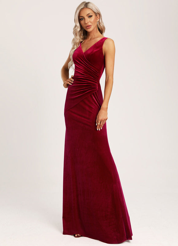 Robe Cérémonie Rouge Velours Chic - gallery 1