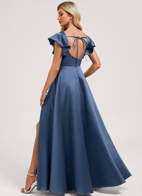 Robe Cérémonie Satin Vert Deau - gallery 4