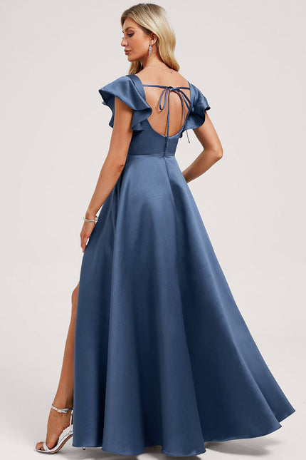 Robe Cérémonie Satin Vert Deau - gallery 4
