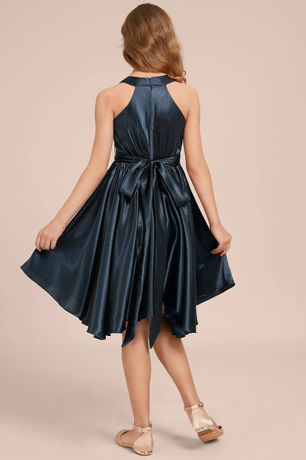 Robe Cérémonie Satin Bleu Ciel - gallery 1