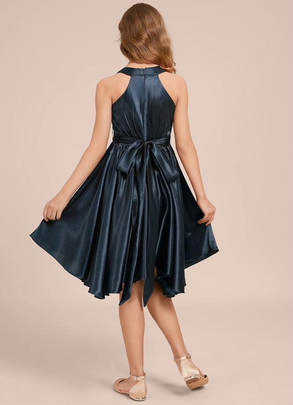 Robe Cérémonie Satin Bleu Ciel - gallery 1