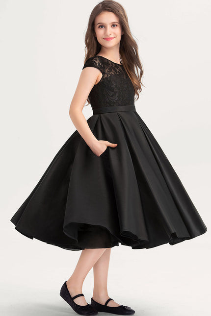 Robe Cérémonie Satin Noir - gallery 2
