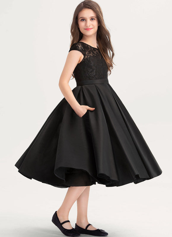 Robe Cérémonie Satin Noir - gallery 2