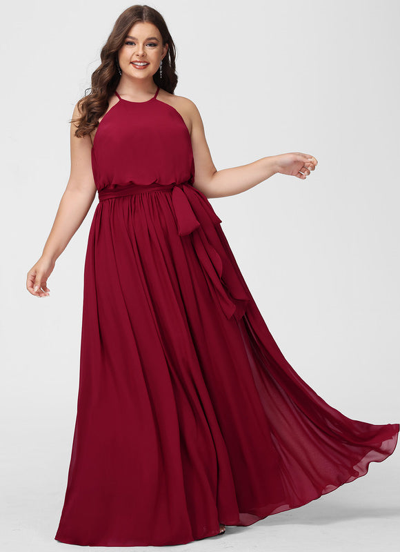 Robe Cérémonie Lilas Mousseline Col Rond - gallery 5
