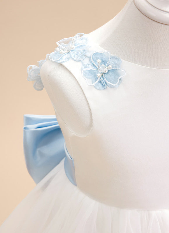 Robe Cérémonie Fille Tulle Bleu - gallery 7