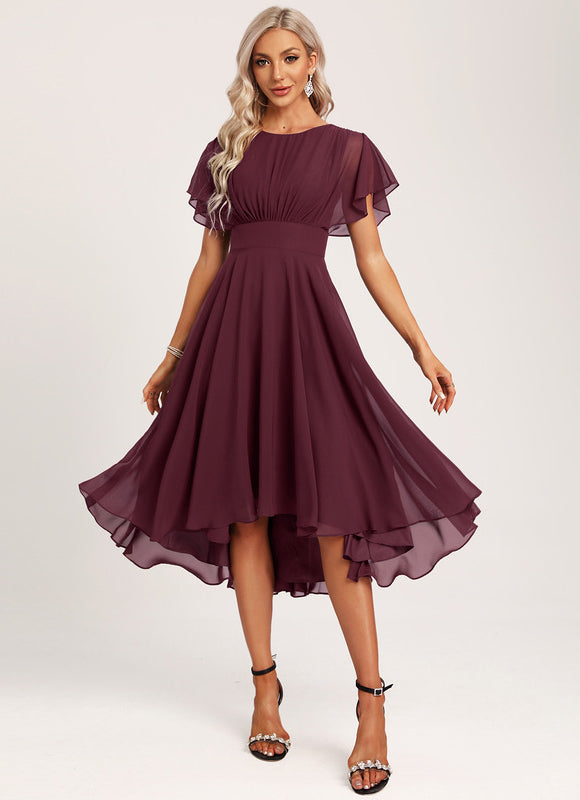 Robe Cérémonie Col Rond Volantée