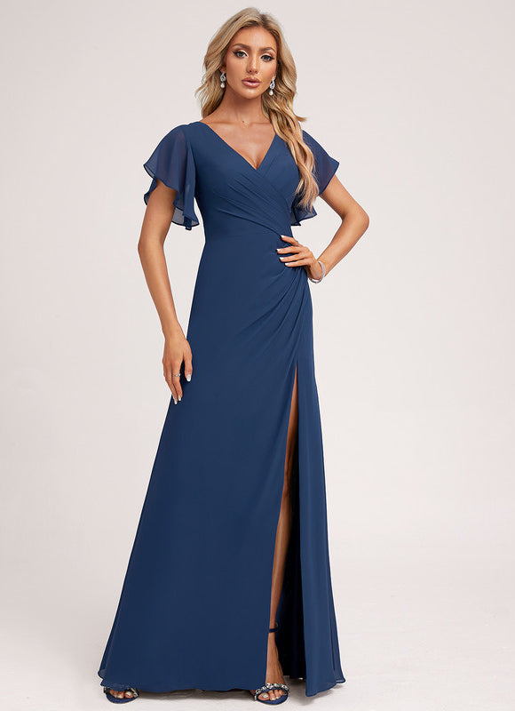 Robe Cérémonie Longue Volants Rose