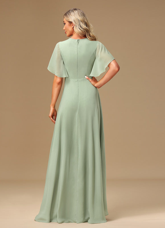 Robe Cérémonie Vert Doux Asymétrique - gallery 3