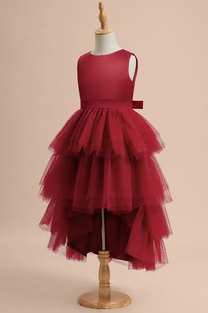 Robe Cérémonie Rouge Tulle Élégant - gallery 3