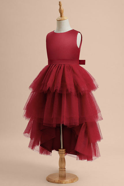 Robe Cérémonie Rouge Tulle Élégant - gallery 3