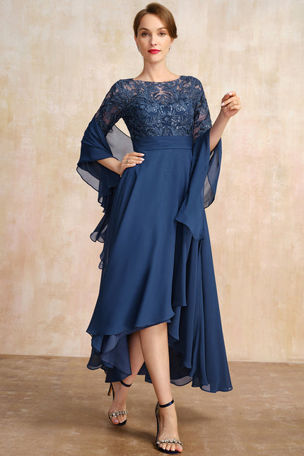 Robe Cérémonie En Dentelle Marine - gallery 5