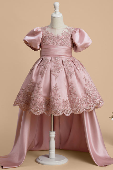 Robe Cérémonie Satin Rose Brodée - gallery 1