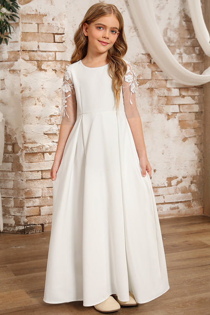 Robe Cérémonie Blanche Fleuri - gallery 1