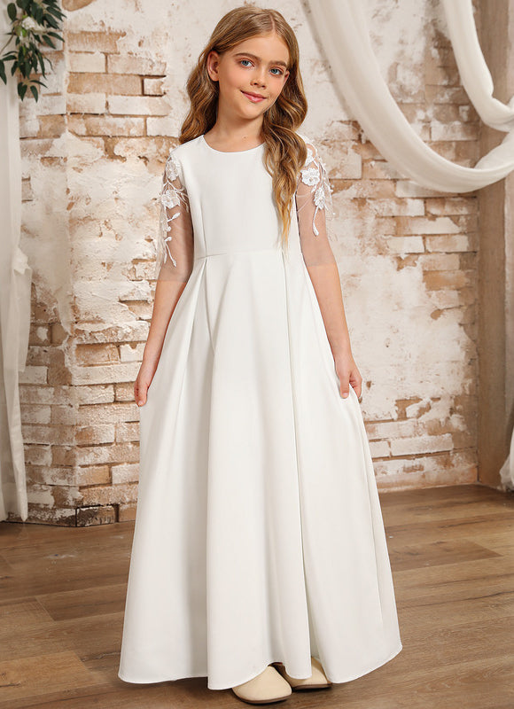 Robe Cérémonie Blanche Fleuri - gallery 1