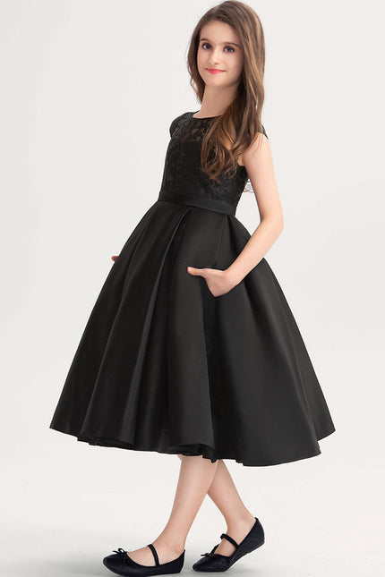 Robe Cérémonie Satin Noir - gallery 4