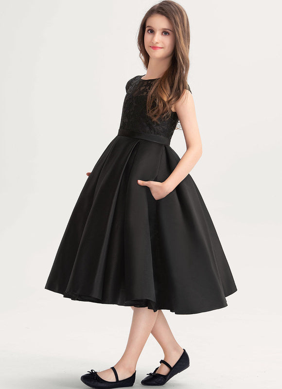 Robe Cérémonie Satin Noir - gallery 4