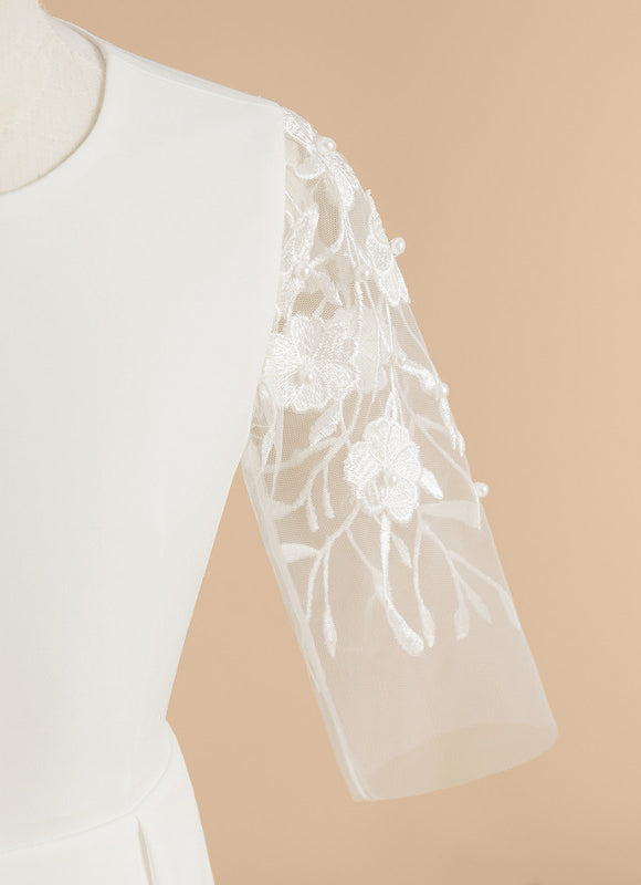 Robe Cérémonie Blanche Fleuri - gallery 4