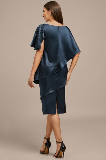 Robe Cérémonie Drapée Marine - gallery 4