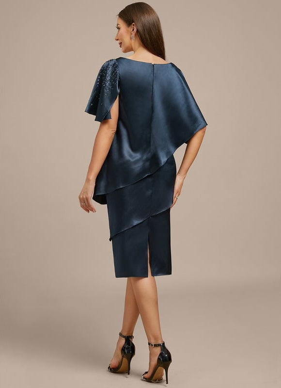 Robe Cérémonie Drapée Marine - gallery 4