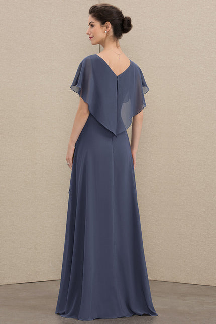 Robe Cérémonie Bleu Nuit Trapèze Avec Paillettes - gallery 3