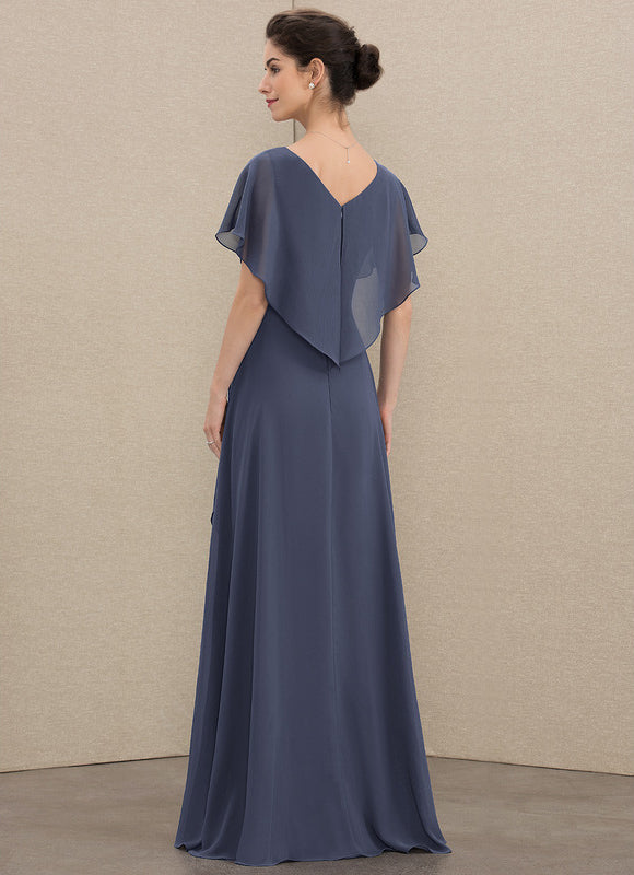 Robe Cérémonie Bleu Nuit Trapèze Avec Paillettes - gallery 3