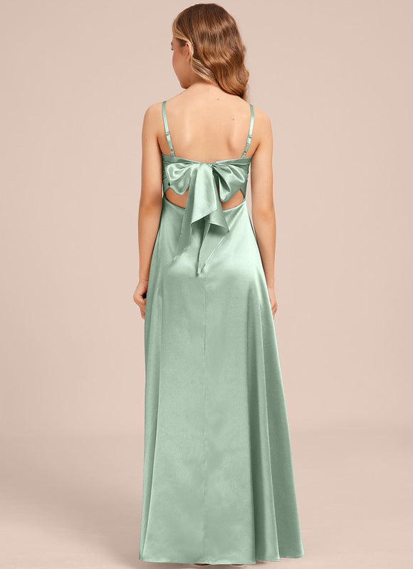 Robe Cérémonie Satinée Verte - gallery 1
