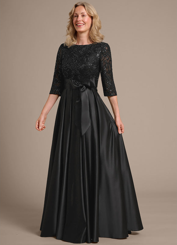 Robe Cérémonie Satin Noir Élégante - gallery 3