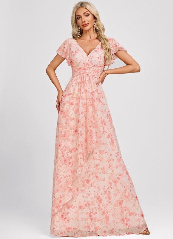 Robe Cérémonie Longue Volants Rose - gallery 3