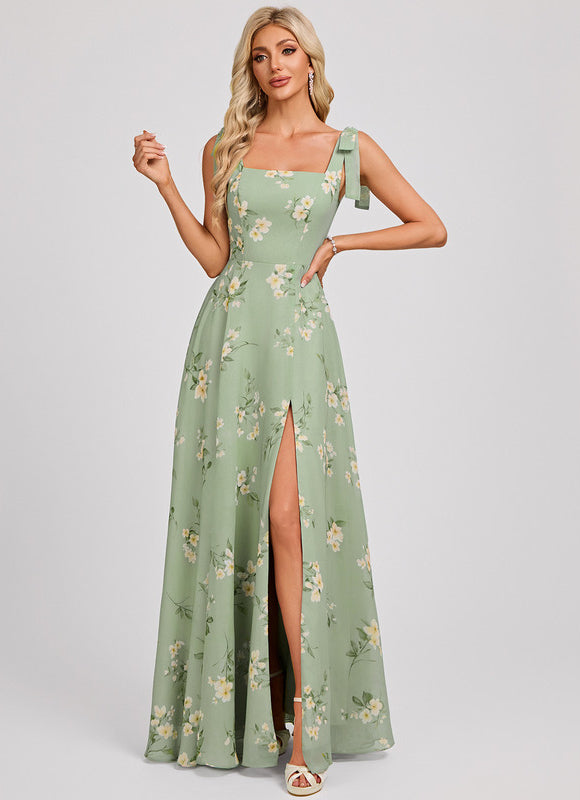 Robe Cérémonie Mousseline Verte - gallery 2