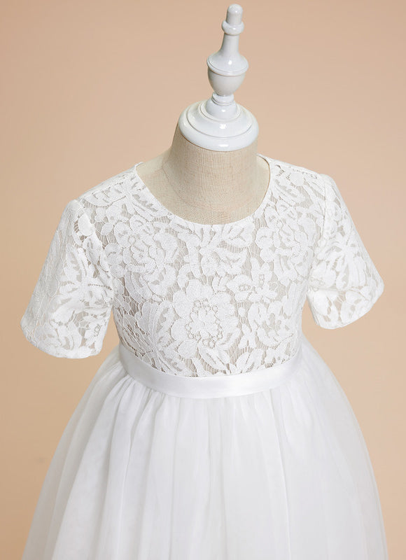 Robe Cérémonie Enfant Tulle Dentelle - gallery 2