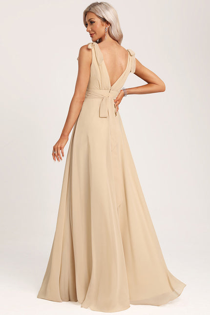 Robe Cérémonie Mousseline Beige - gallery 6