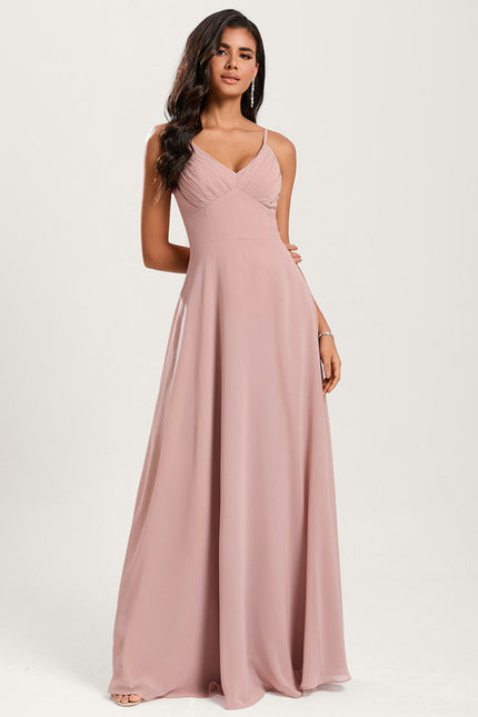 Robe Cérémonie Longue Volants Rose