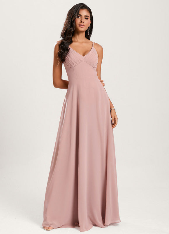 Robe Cérémonie Longue Volants Rose