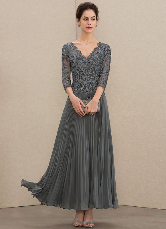 Robe Cérémonie Gris Élégant Plissé