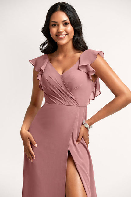 Robe Cérémonie Longue Volants Rose - gallery 3