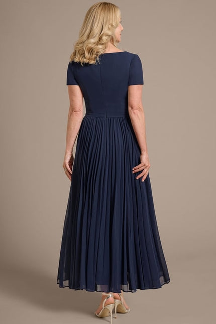 Robe Cérémonie Plissée Marine - gallery 8