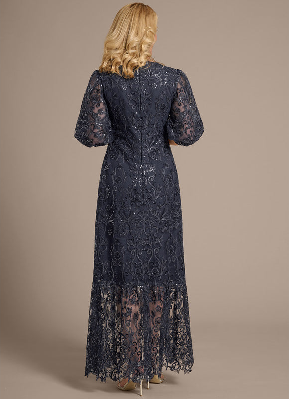 Robe Cérémonie Dentelle Gris Perle - gallery 6