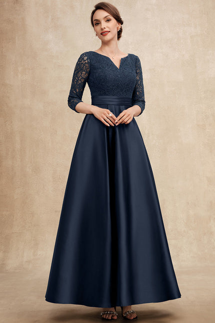 Robe Cérémonie Bleu Marine Satinée - gallery 2