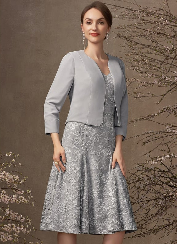 Robe Cérémonie Grise Dentelle - gallery 3