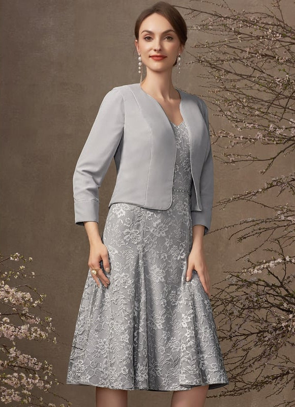 Robe Cérémonie Grise Dentelle - gallery 3