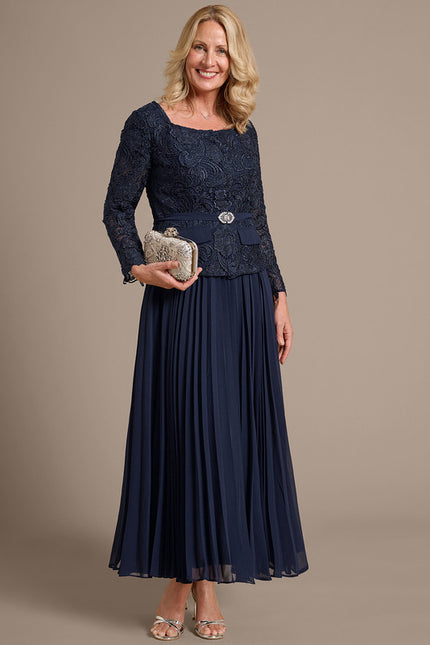 Robe Cérémonie Plissée Marine - gallery 4