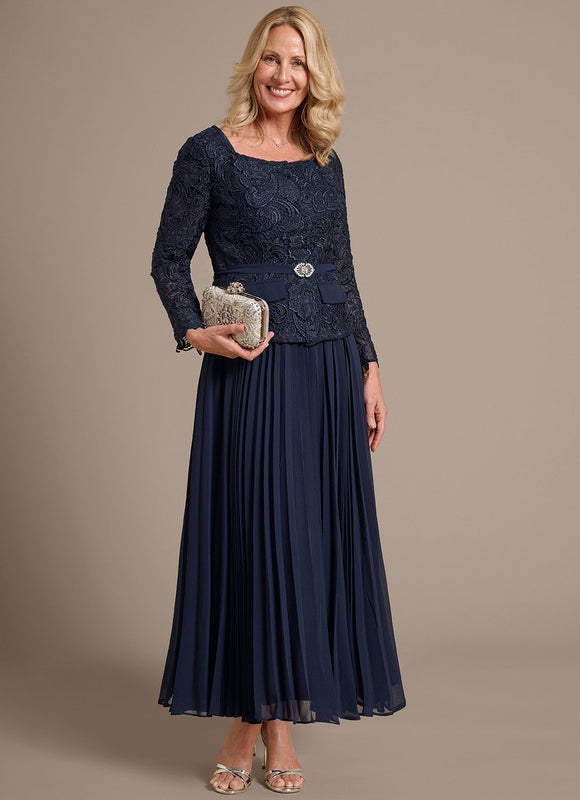 Robe Cérémonie Plissée Marine - gallery 4