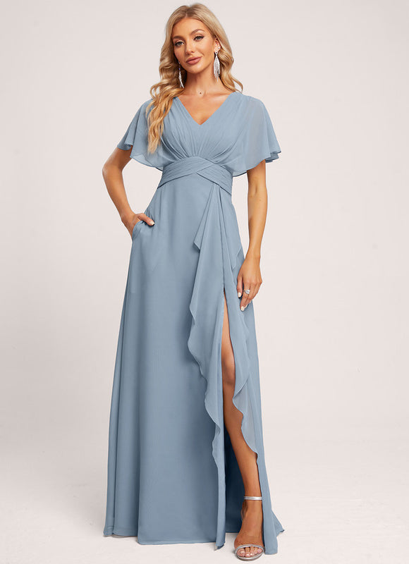 Robe Cérémonie Longue Volants Rose - gallery 4