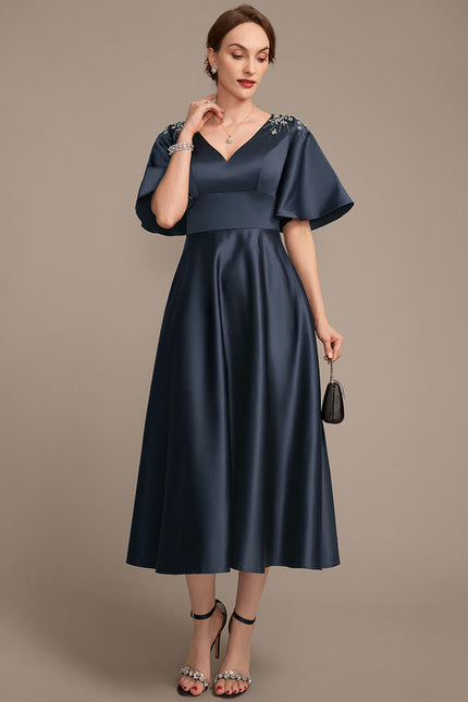 Robe Cérémonie Satin Marine Élégant - gallery 3